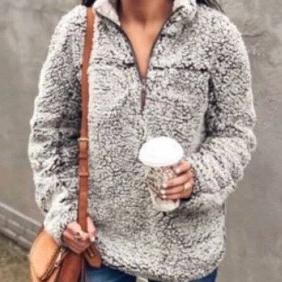 Thread & Supply 1/4 Zip Wubby Lazy Sunday Teddy Fleece Pullover Sherpa Size XS - Picture 1 of 9
